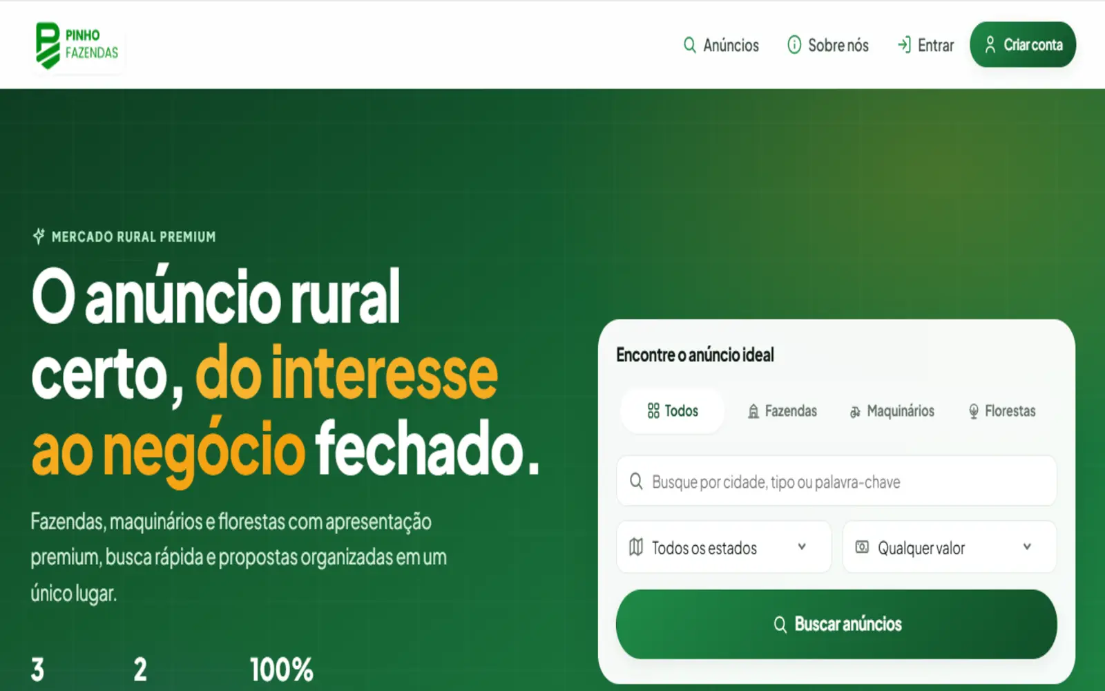 Projeto Pinho Fazendas em desktop