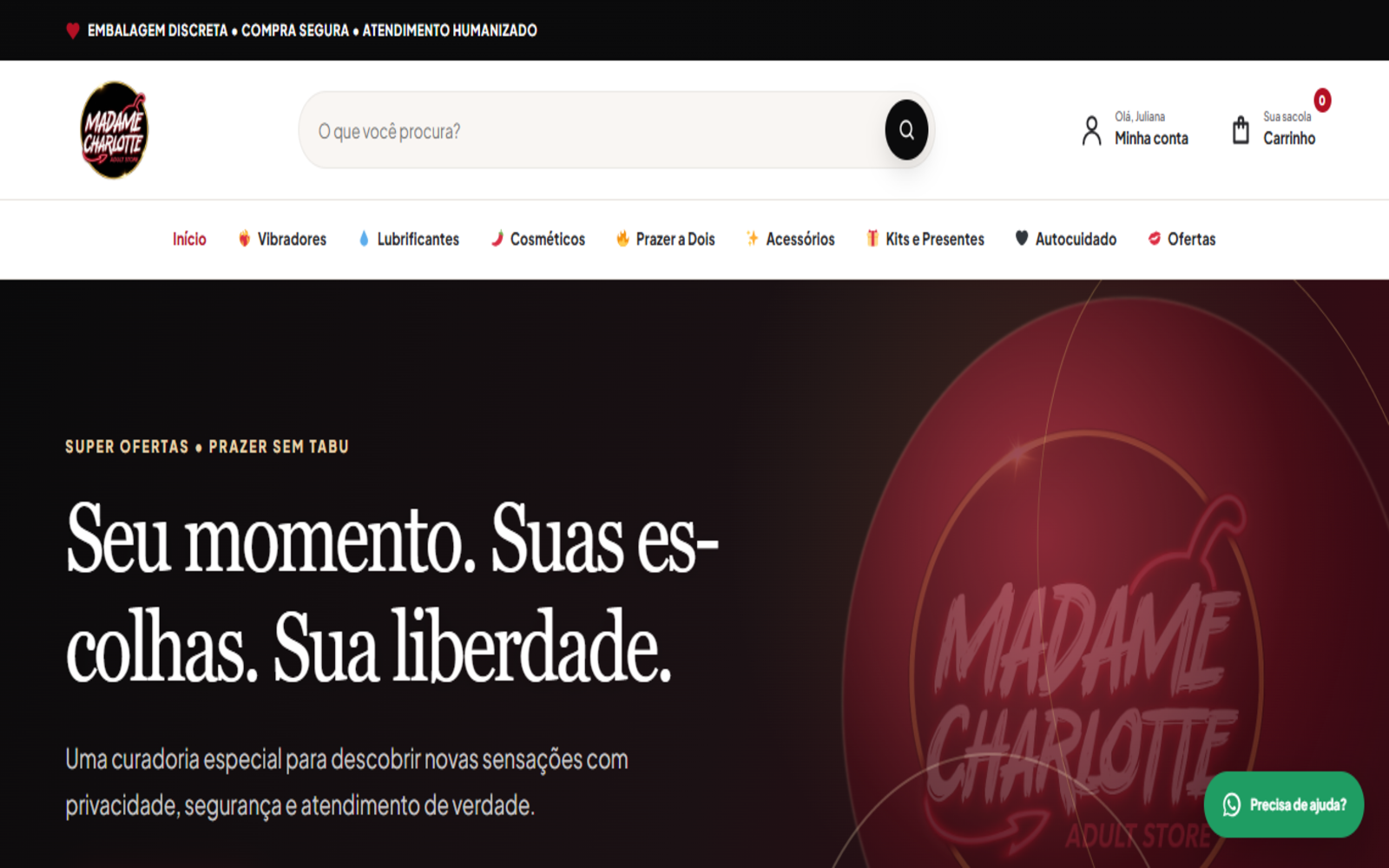 Versão desktop do projeto Madame Charlotte Oficial